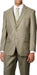 Caravelli Italy Pleated Trousers + Shark Pattern 3-Piece Vested Suit Tan ~ Beige Affordable - Discounted Priced On Clearance Sale