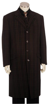 Men's Button Fastener Brown Long 3pc Suit and Pants