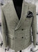 Mens 4 Button Peak Lapel Checkered Suit Black and White