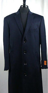 Men's Wool Blend 4 Button Navy Blue Bravo Top Overcoat
