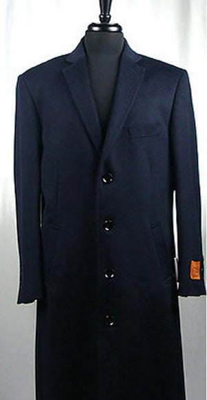 Men's Wool Blend 4 Button Navy Blue Bravo Top Overcoat