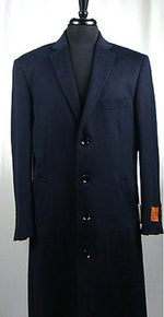 Men's Wool Blend 4 Button  Navy Blue Bravo Top Overcoat