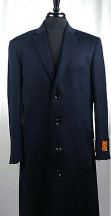 Men's Wool Blend 4 Button  Navy Blue Bravo Top Overcoat