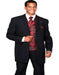 Mens 4 Buttons Long Vested Fashion Suit in Black with Red Paisley Vest