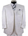 Mens 4 Buttons Notch Label Semi Wide Leg Shiny Tonal Stripe Fashion Suit in White