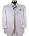 Mens 4 Buttons Notch Label Semi Wide Leg Shiny Tonal Stripe Fashion Suit in White
