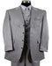Mens 4 Buttons Notch Label Semi Wide Leg Shiny Tonal Stripe Fashion Suits in Silver