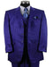 Mens 4 buttons Semi Wide Leg Shiny Tonal Stripe Single Breasted Fashion Suit in Navy Blue