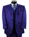 Mens 4 buttons Semi Wide Leg Shiny Tonal Stripe Single Breasted Fashion Suit in Navy Blue
