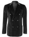 Men's 6 Buttons Velvet Double Breasted Black velour Men's blazer Jacket - Slim Fitted
