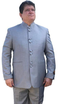 Alberto Nardoni Light Grey ~ Gray Mandarin Banded No Collar Suit