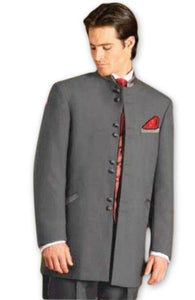 Men's Mandarin Tuxedo Medium Grey Suit - Mens Grey And Black Tuxedo Wedding - Charcoal Grey Tuxedo