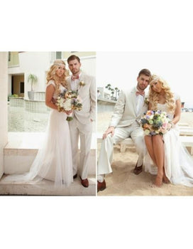 Men's Beach Wedding Attire Suit Menswear Ivory $199 Suits