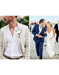 Men's Beach Wedding Attire Suit Menswear Ivory and Dark Navy Blue $199