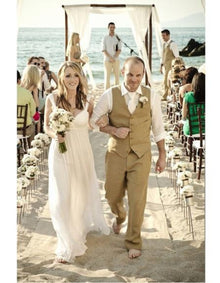 Men's Beach Weddings Attire Suits Menswear Beige $199