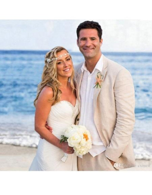 Men's Beige Beach Suits Ideal for Weddings