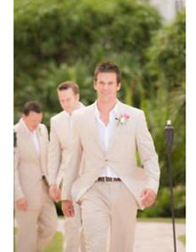 Men's Beige Beach Wedding Attire Suit Menswear $199
