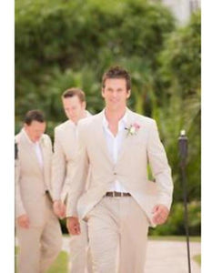 Men's Beige Beach Wedding Attire Suit Menswear $199