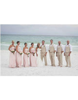 Men's Beige Four Button Beach Wedding Attire Suit
