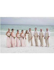 Men's Beige Four Buttons Beach Weddings Attire Suit