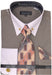 Mens Beige Houndstooth Dress Shirt