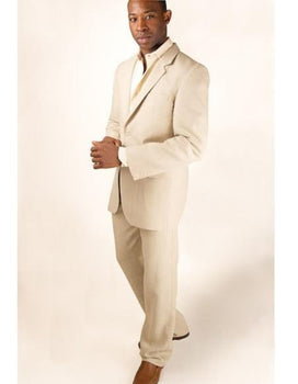 Men's Beige Patch Two Pockets Beach Wedding Attires Suit Menswear