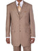 New Men's Peak Lapel Pinstripe Stripe Suit Vested In Tan ~ Beige Pleated Pant - Three Piece Suit