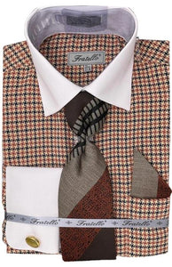 Mens Beige Plaid Dress Shirt