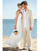 Men's Beige Two Buttons One Chest Pocket Beach Wedding Attire Suit