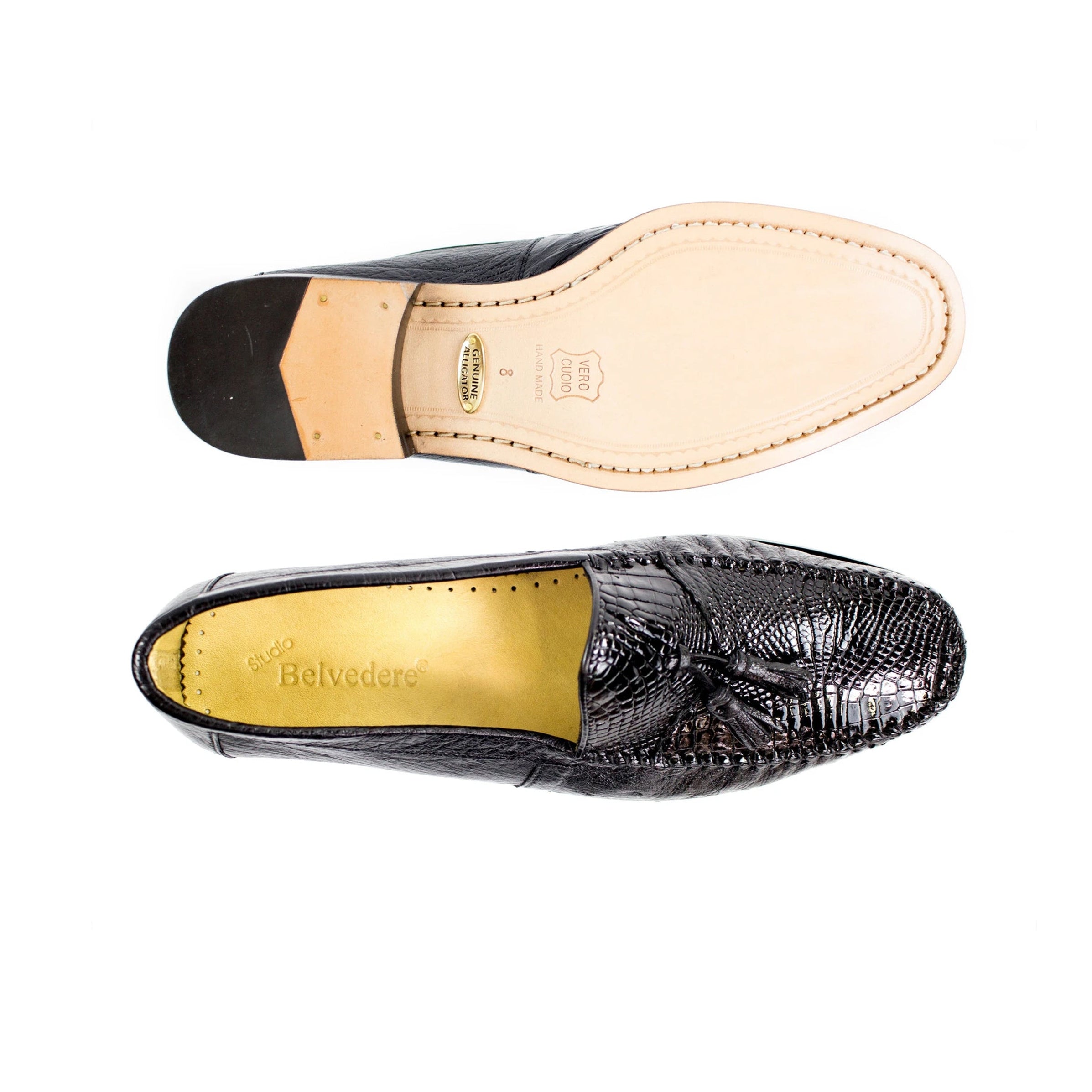Mens Belvedere Gavino Calf & Ostrich Dress Loafer in Tan