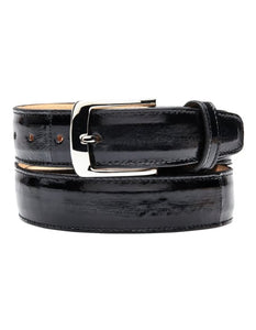 Men's Authentic Genuine Skin Italian Mare Genuine Eel Black Belt