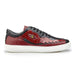 Belvedere Corona Caiman & Lizard Sneaker – Black & Red