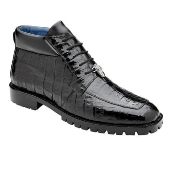 Men's Belvedere Gallardo Caiman Crocodile Dress Hiker Boot in Black