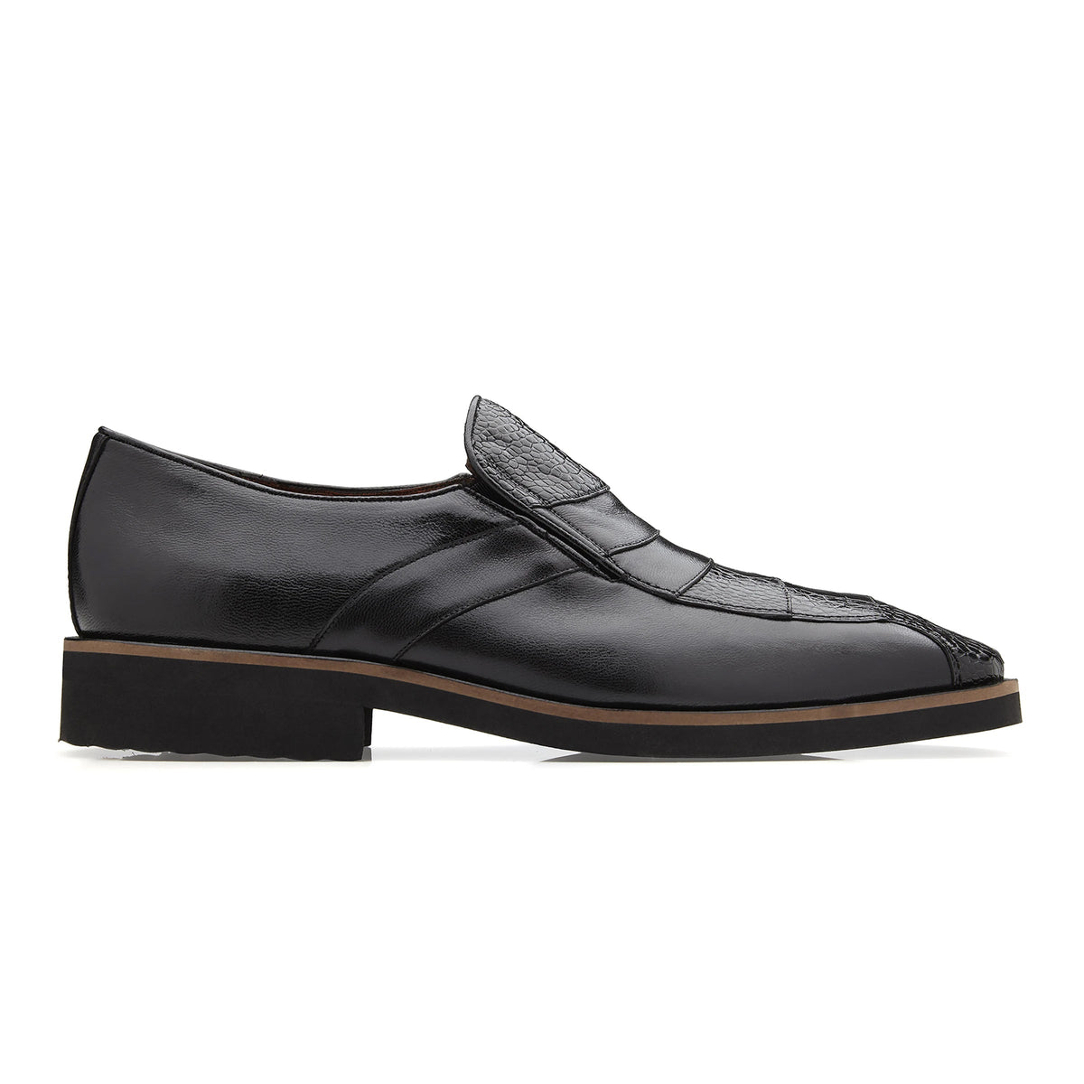 Belvedere Gavino Black Calf Ostrich Men