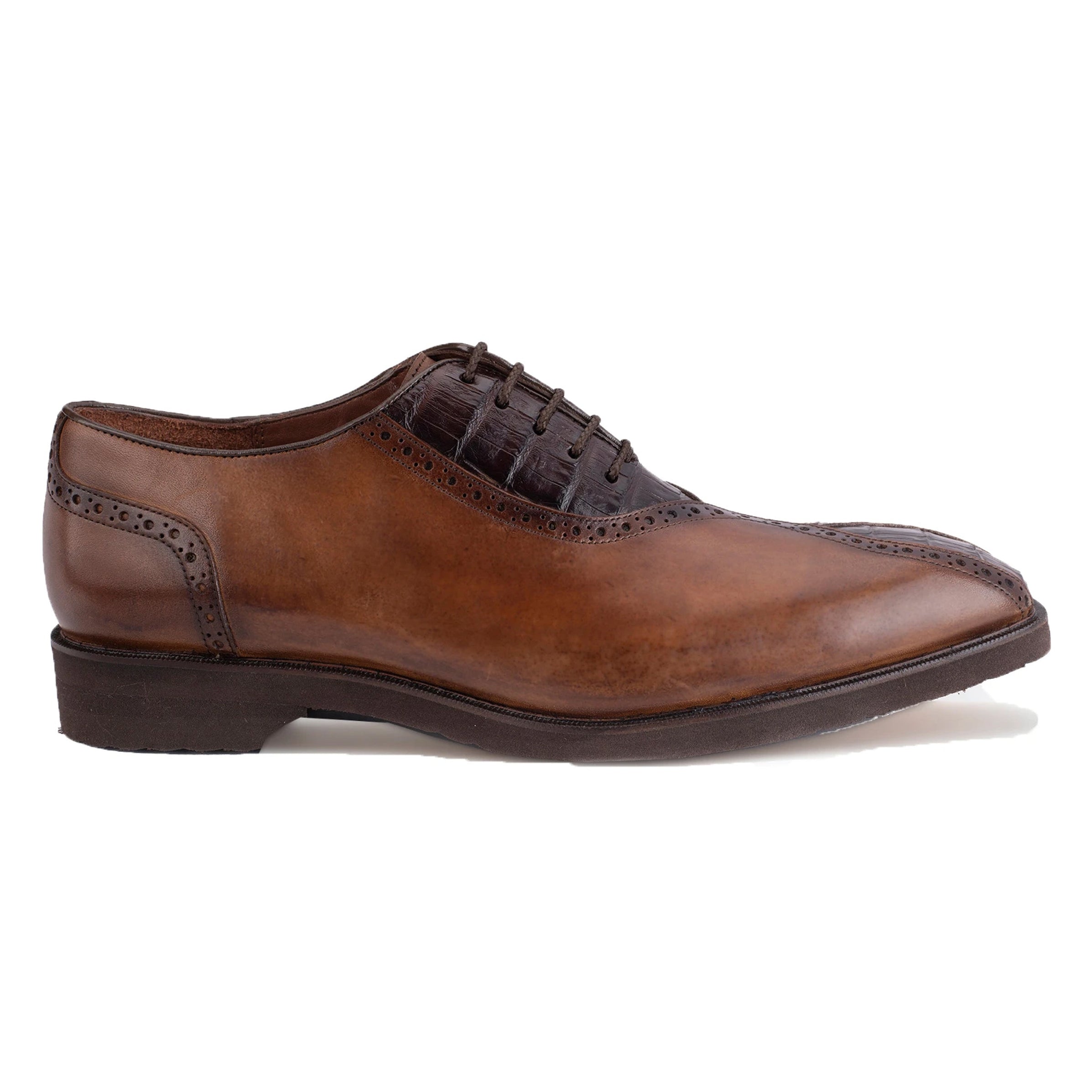 Mens Belvedere Lorenzo Alligator Split Toe Dress Shoe in Tan