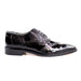 Belvedere Nino Ostrich & Eel Slant Cap Toe Dress Shoe – Black