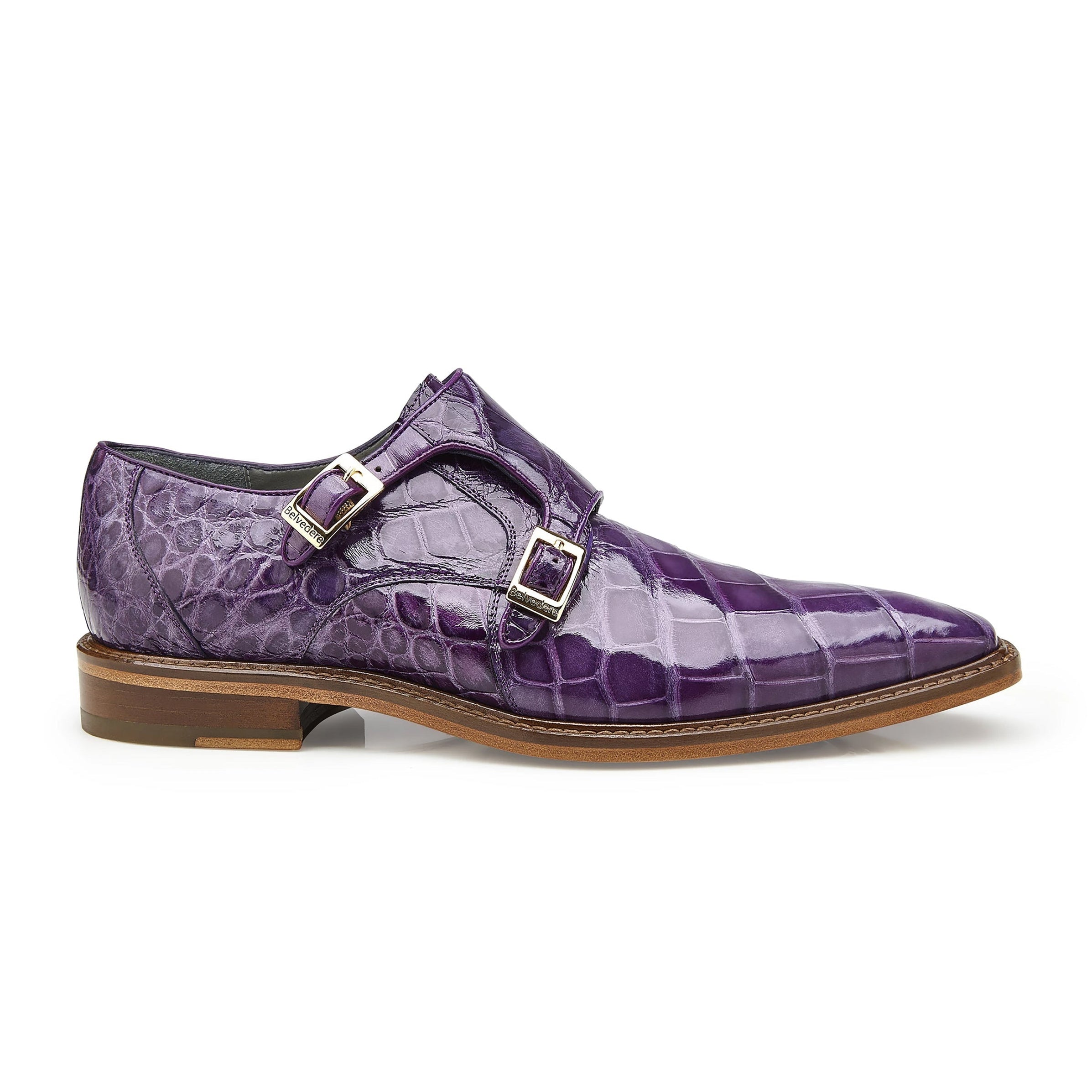Mens Belvedere Alfred Alligator Derby Dress Shoe in Caramel