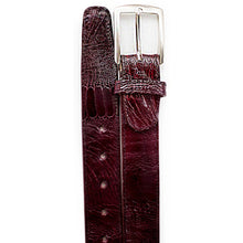Mens Belvedere Ostrich Leg Dress Belt—Dark Burgundy