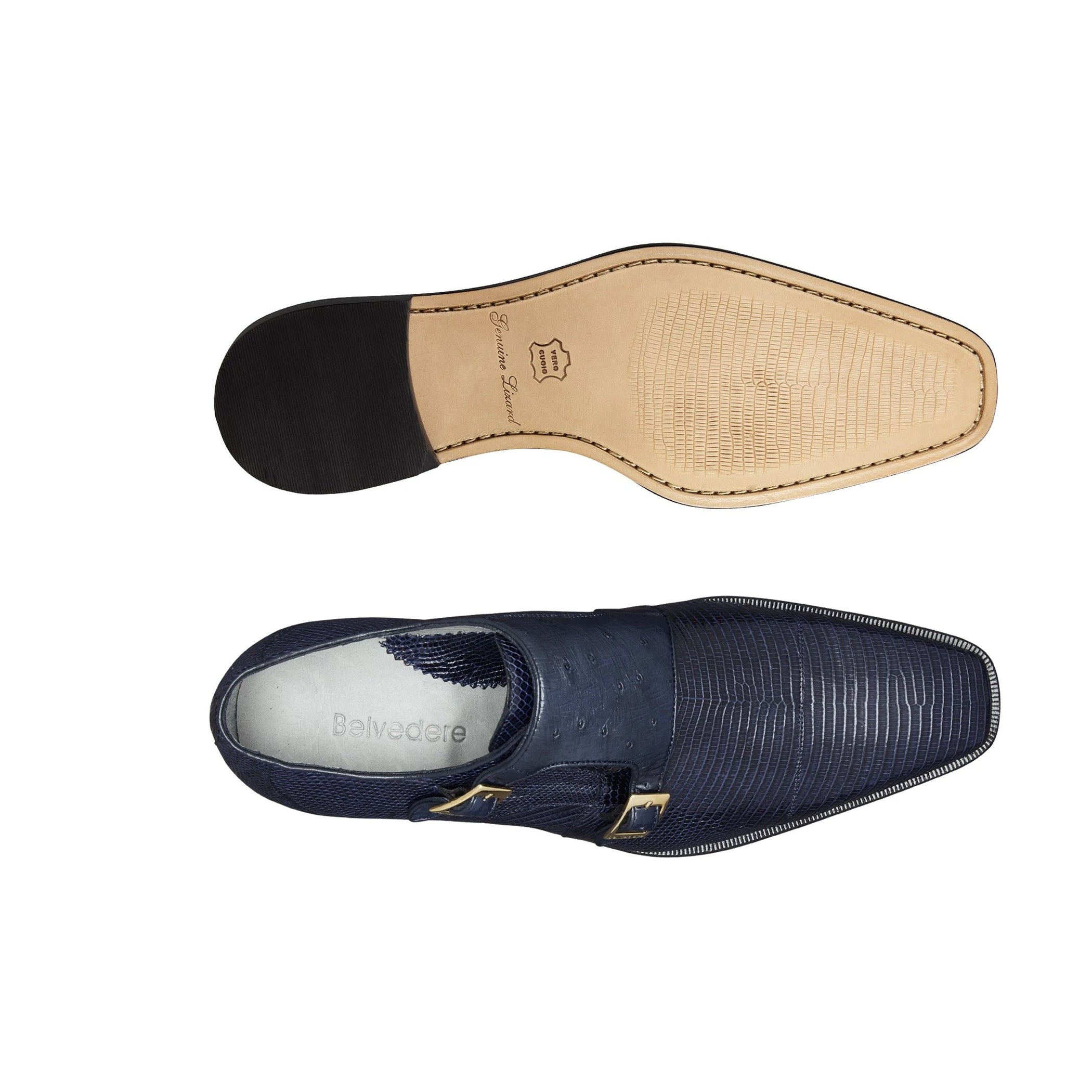 Belvedere Valiente Ostrich Leg Double Monkstrap Dress Shoe – Cognac Brown