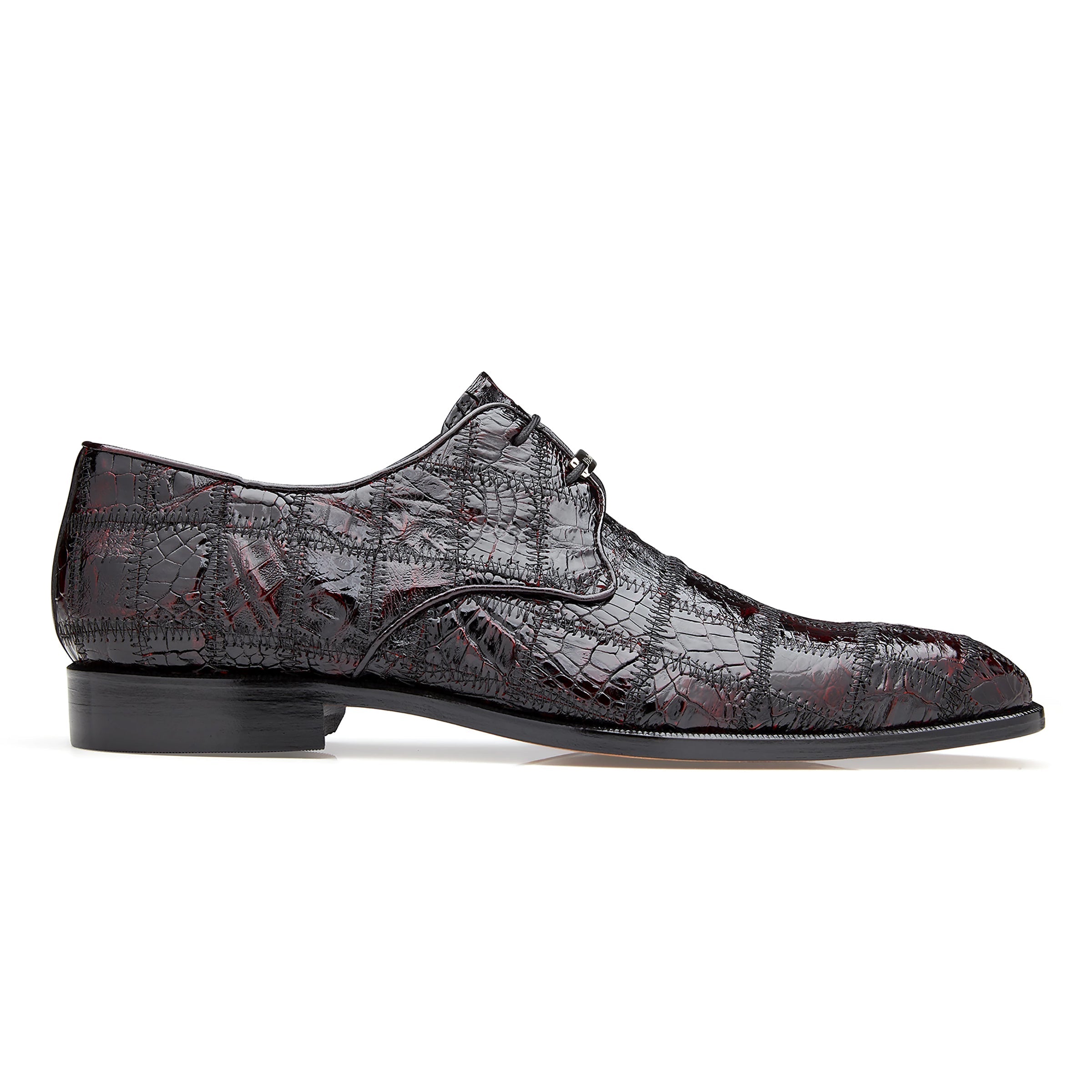 Belvedere Mens Wingtip Oxfords Black Leather Crocodile‎ Square Toe Lace Up 9.5 Belvedere Genuine Black Crocodile Skin | Mercari main image 2