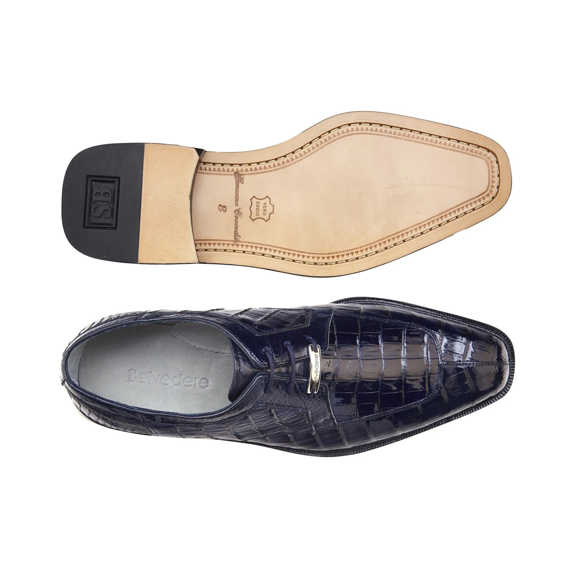 Belvedere Susa Full Caiman Crocodile Dress Shoe Brown Photo Inspiration
