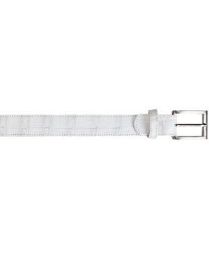 Men's Authentic Genuine Skin Italian 1999 All-Over Genuine Hornback Crocodile White Cinturon De Cocodrilo