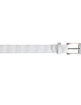 Men's Authentic Genuine Skin Italian 1999 All-Over Genuine Hornback Crocodile White Cinturon De Cocodrilo