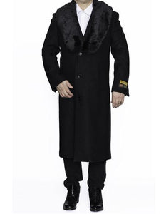 Men's Big And Tall Overcoat Long Men's Dress Topcoat - Winter coat 4XL 5XL 6XL Black