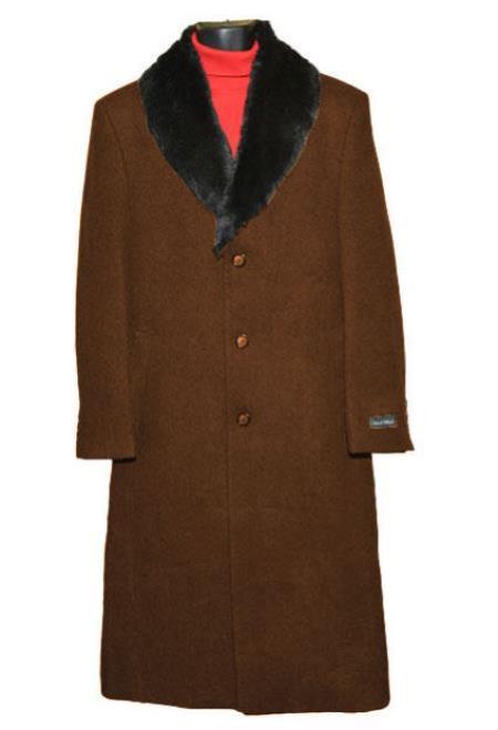 Men's Big And Tall Overcoat Long Men's Dress Topcoat - Winter coat 4XL 5XL 6XL Brown