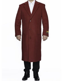 Men's Big And Tall Overcoat Long Men's Dress Topcoat -  Winter coat 4XL 5XL 6XL Burgundy