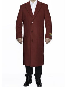 Men's Big And Tall Overcoat Long Men's Dress Topcoat - Winter coat 4XL 5XL 6XL Burgundy