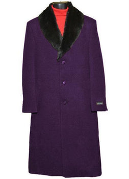 Men's Big And Tall Overcoat Long Men's Dress Topcoat - Winter coat 4XL 5XL 6XL Dark Purple - Three Quarter 34 inch length
