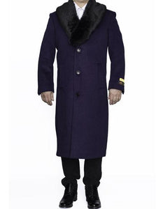 Men's Big And Tall Overcoat Long Men's Dress Topcoat - Winter coat 4XL 5XL 6XL Purple - Three Quarter 34 inch length