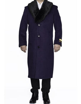 Men's Big And Tall Overcoat Long Men's Dress Topcoat - Winter coat 4XL 5XL 6XL Purple - Three Quarter 34 inch length
